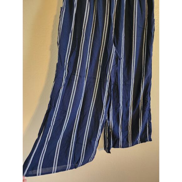 HOLLISTER Blue with Stripes Boho Hippie Indie Pull on Pants Flare Leg Size M - Picture 4 of 4